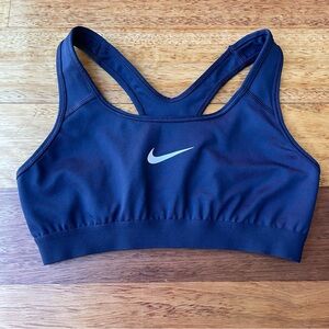 Nike Navy Blue Sports Bra with Racerback and Moisture-Wicking Fabric